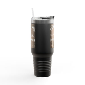 Woodcut Palms Insulated Travel Mug - 40oz - Perfect for Outdoor Adventures