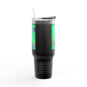 Midnight Flower Green Insulated Travel Mug - 40oz - Perfect for Outdoor Adventures