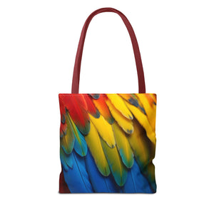 Tropical Macaw Parrot Feathers Tote Bag - Colorful Design, 3 Sizes