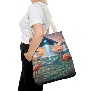 UFO and Flamingos Tote Bag - 3 Sizes