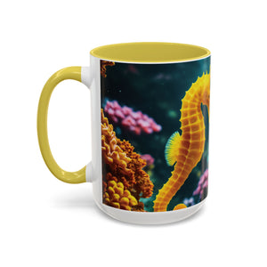 Black Coffee Mug ~ Seahorses in Love