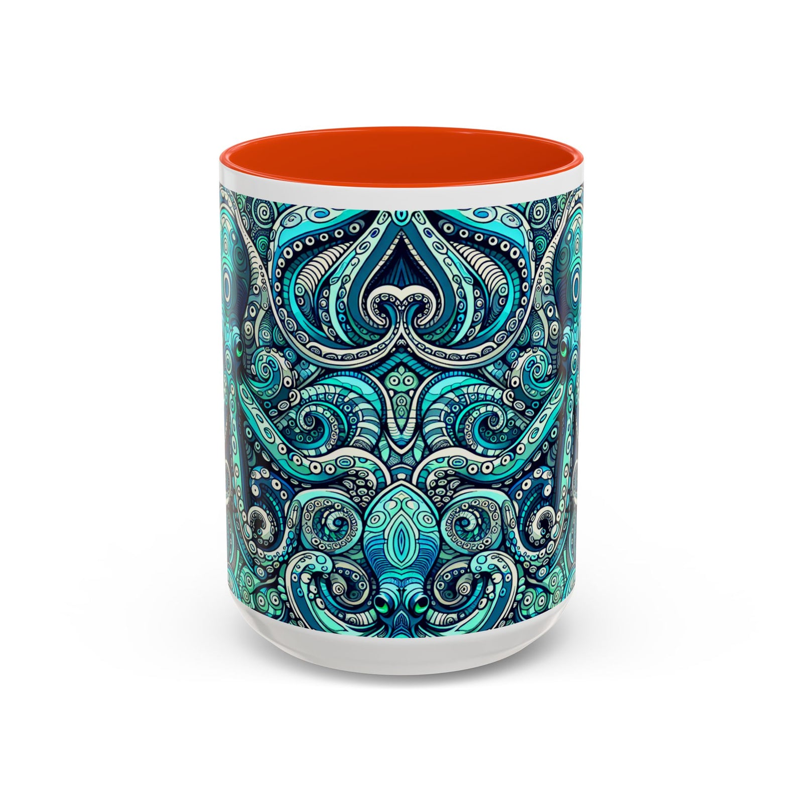 Accent Color Coffee Mug, Many Colors - 11oz & 15oz / Aqua Octopus
