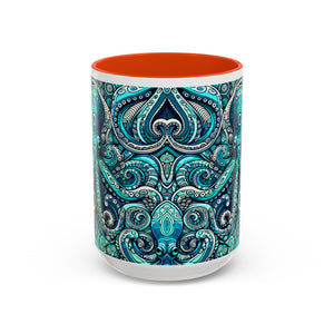 Accent Color Coffee Mug, Many Colors - 11oz & 15oz / Aqua Octopus