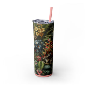 Rainforest Rabbit Outing - Skinny Matte Tumbler 20oz with Straw - Stainless Steel, 7 Colors