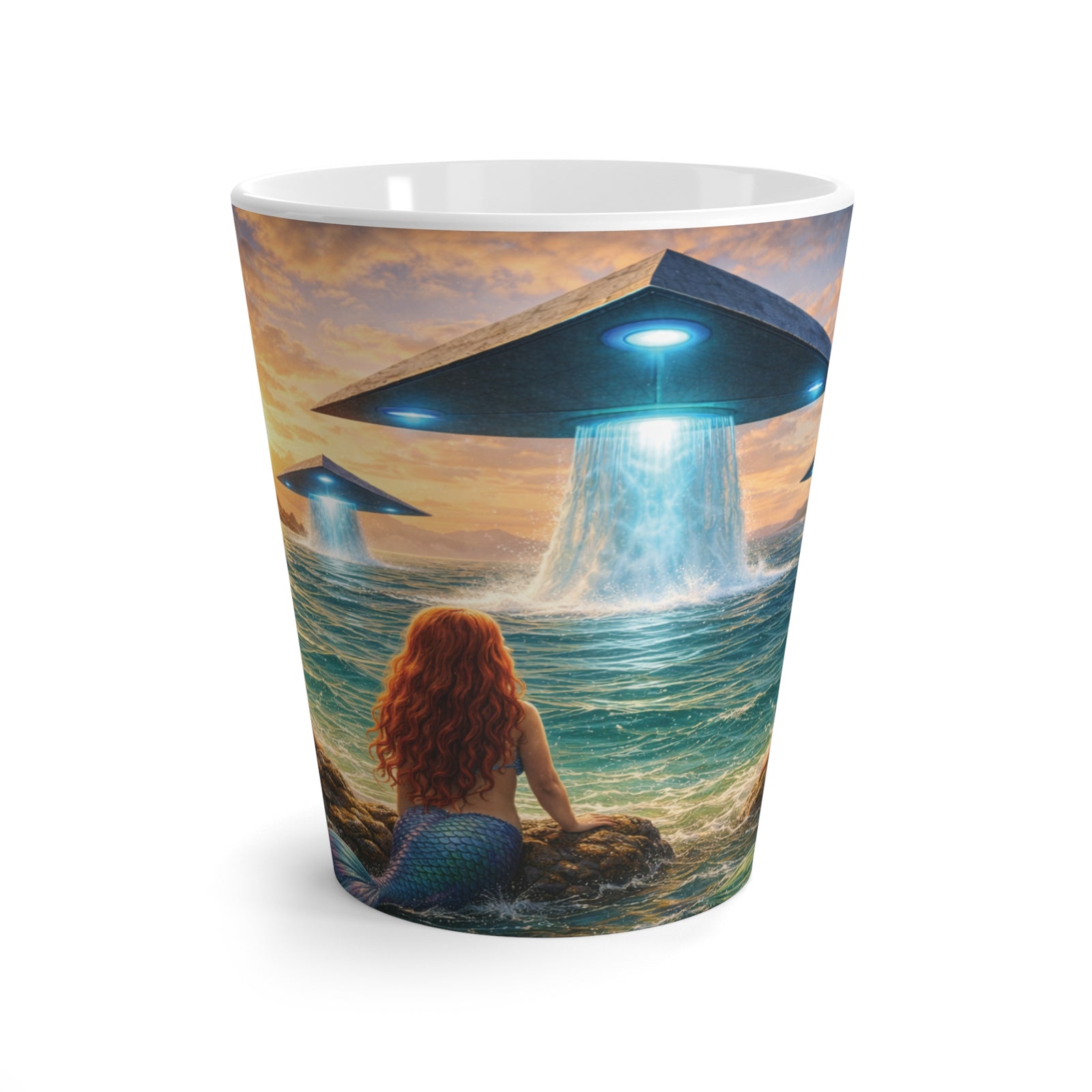 Latte White Mug - UFOs and Mermaids