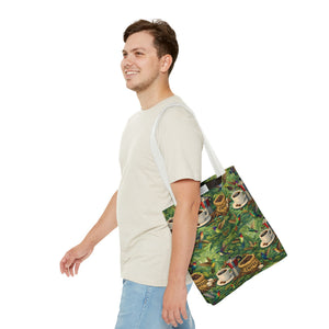 Tropical Hummingbirds & Coffee Tote Bag, Black - 3 Sizes