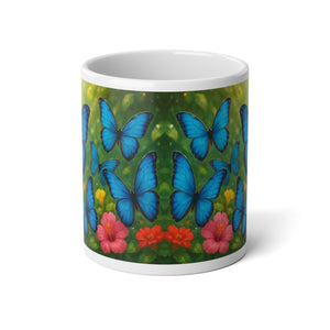Jumbo Mug, 20oz, Morpho Butterflies Flight, Tropical Coffee Cup