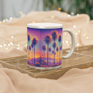 Tropical Metallic Mug, Gold or Silver - Sunset Palms