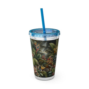 Tropical Tumbler with Straw | 16 oz: Rainforest Rabbit Outing
