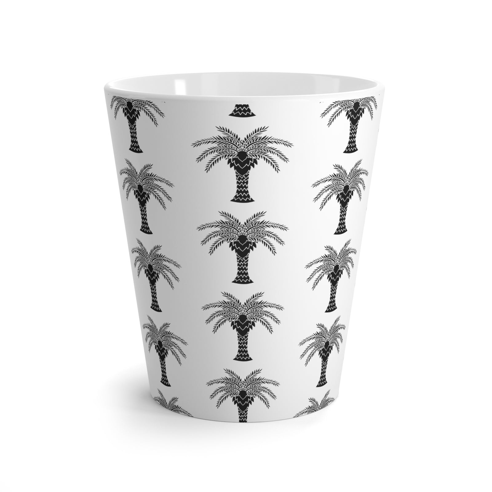 Latte White Mug - Perfect for Coffee Enthusiasts / Art Deco Stylish Palm, white