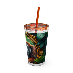 Tropical Tumbler with Straw | 16 oz: Framed Orangutan Apes