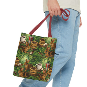 Tropical Rabbits & UFOs Tote Bag, Black - 3 Sizes