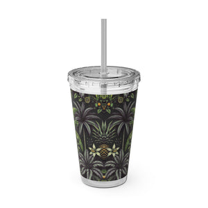 Tropical Tumbler with Straw | 16 oz: Tropical Fruit, Black