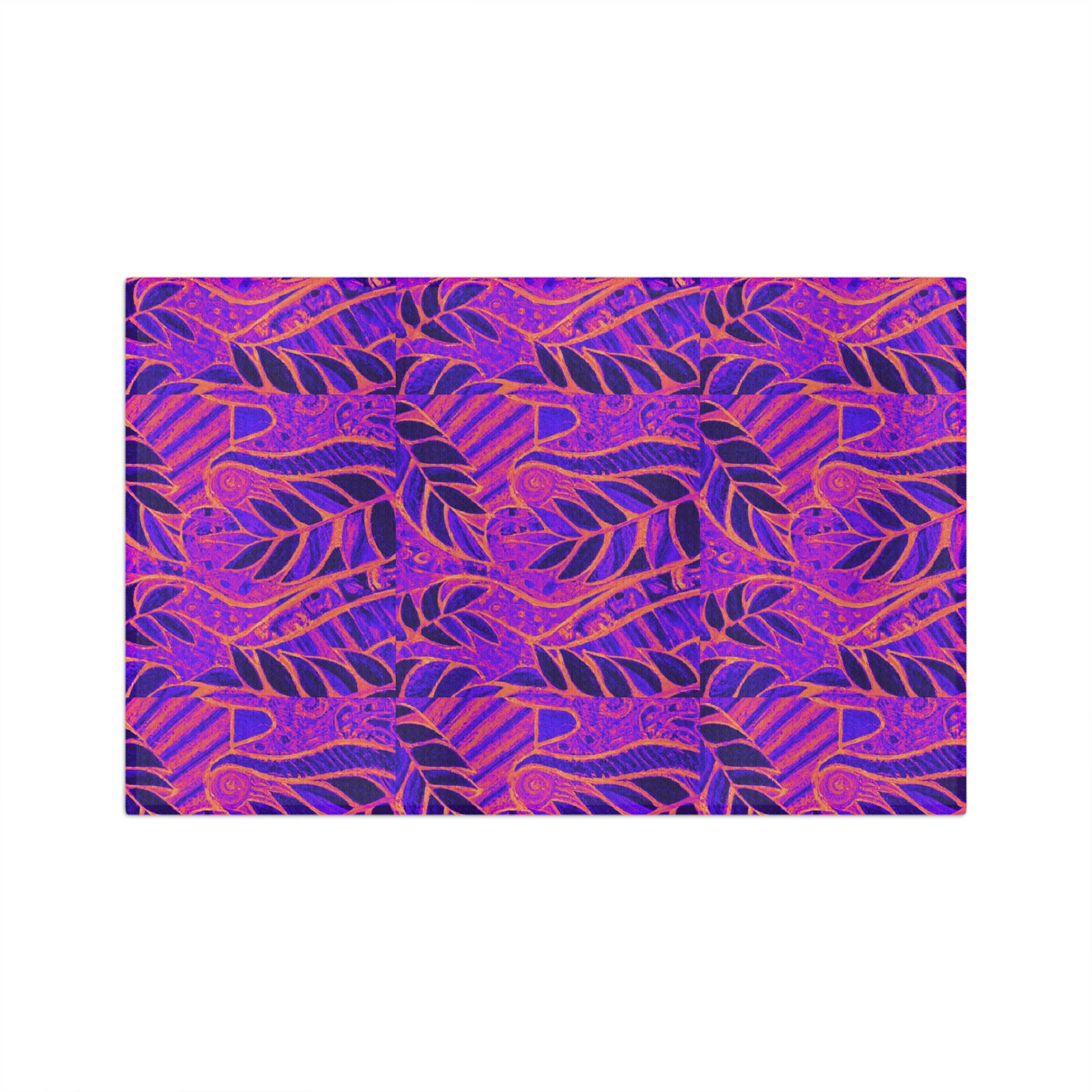 Tropical Microfiber Coffee/Tea Towel ~ Botanical Amazon Whimsy, Electric Purple