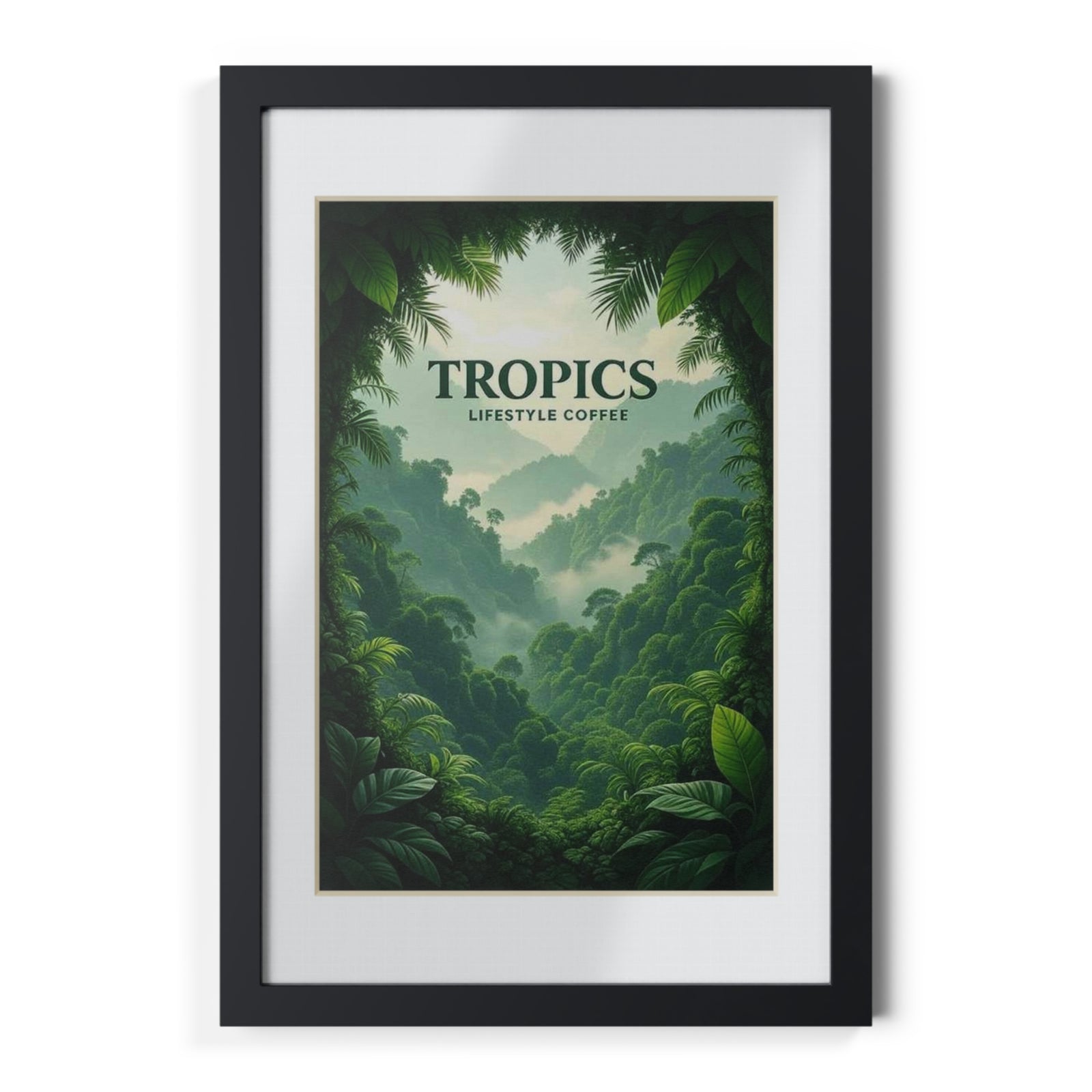 Tropics Lifestyle Coffee Framed Art Print — Rainforst Misty, Valley Poster (Our Brand)