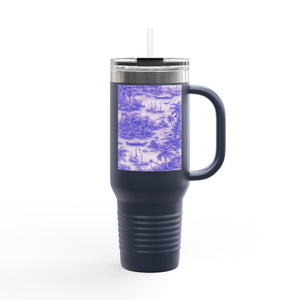 Insulated Travel Mug, 40oz / Tropical Toile, Amethyst - Perfect for Outdoor Adventures