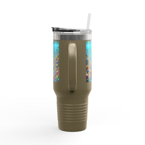 Insulated Travel Mug, 40oz / Busy Coral Reef - Perfect for Outdoor Adventures