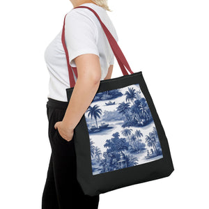 Coastal Toile Tote Bag, Blue — 3 Sizes