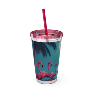 Tropical Tumbler with Straw | 16 oz: Moonlit Mermaid and Flamingos
