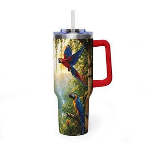 40oz Tropical Parrot Vacuum Tumbler – Insulated Travel Mug