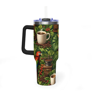 40oz Thermal ~ Tropical Coffee Lover Parrots