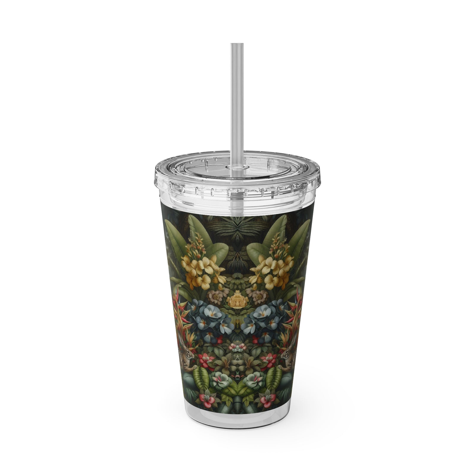 Tropical Tumbler with Straw | 16 oz: Rainforest Rabbit Outing