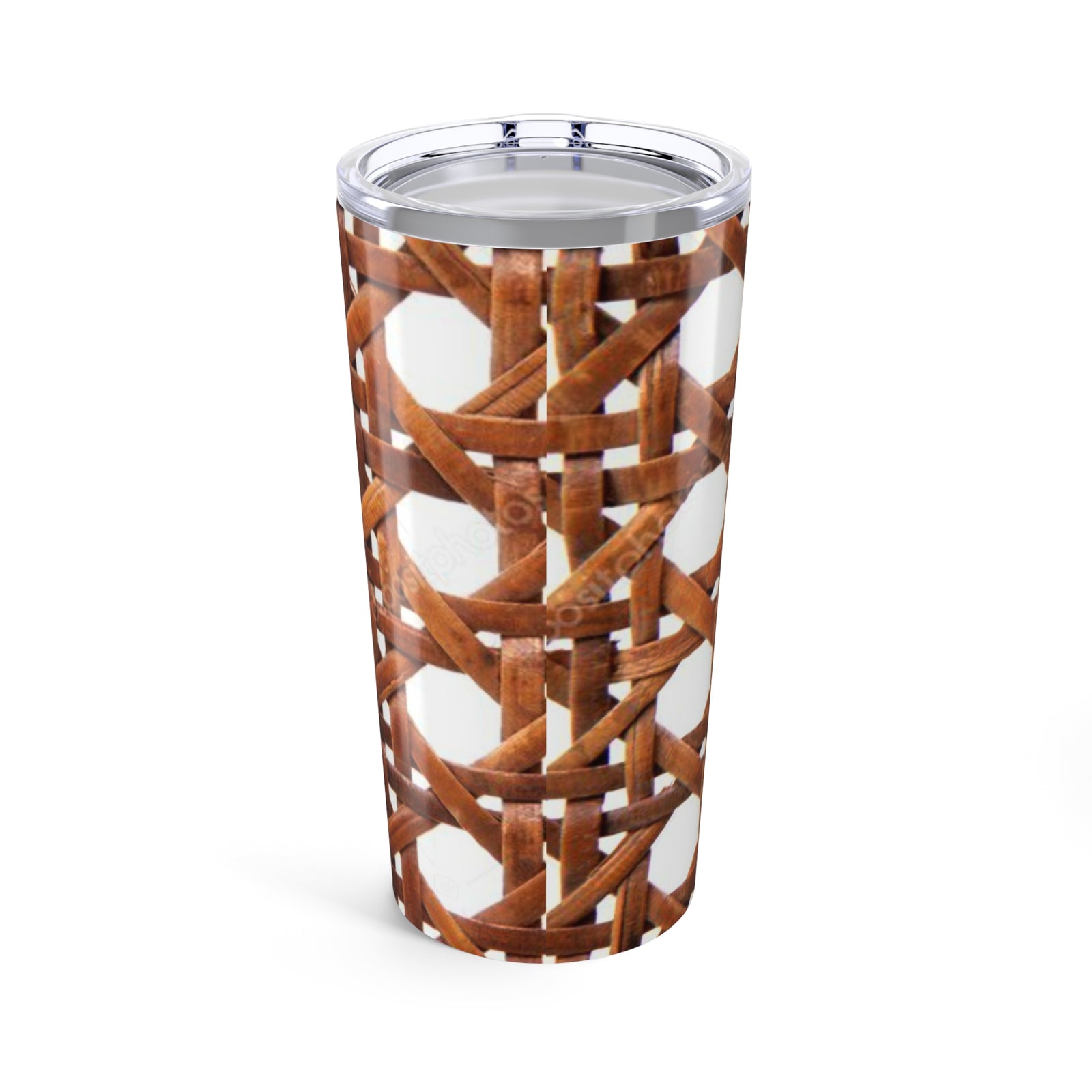 20oz Tropical Glossy Tumbler, Stainless Steel / Wicker Brown