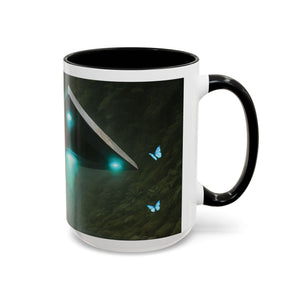 Accent Coffee Mug (11, 15oz), 8 Colors - UFO and Waterfall