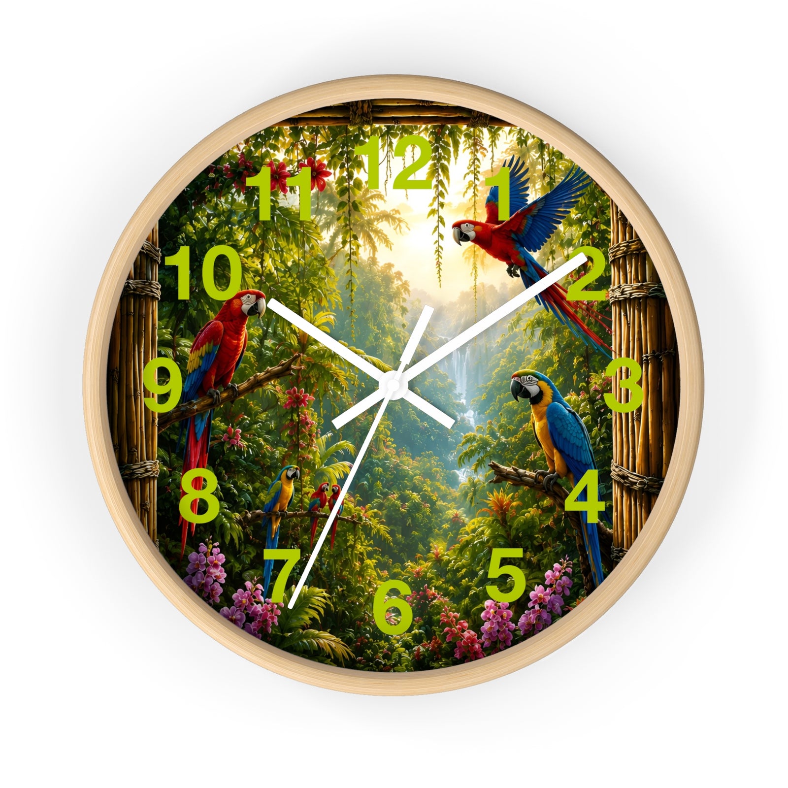 Tropical Parrot Jungle Wall Clock ~ Paradise Falls