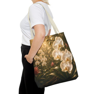 Orchid Garden Tote Bag — Sunlit White Orchid Floral All-Over Print