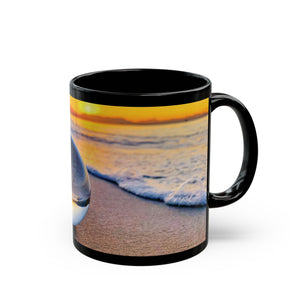 Black Coffee Mug ~ Sunrise Beach Crystal Ball