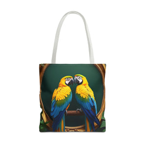 Rainforest Framed Parrot Pair Tote Bag - 3 Sizes