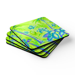 Coaster Set/4 - Tropical Doodles, Lime