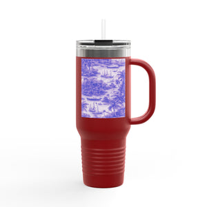 Insulated Travel Mug, 40oz / Tropical Toile, Amethyst - Perfect for Outdoor Adventures