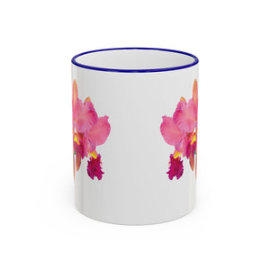 Accent Rim & Handle Mug – Pink Orchids