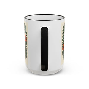 Accent Rim & Handle Coffee Mug — Palm & Bean Coffee Club Logo