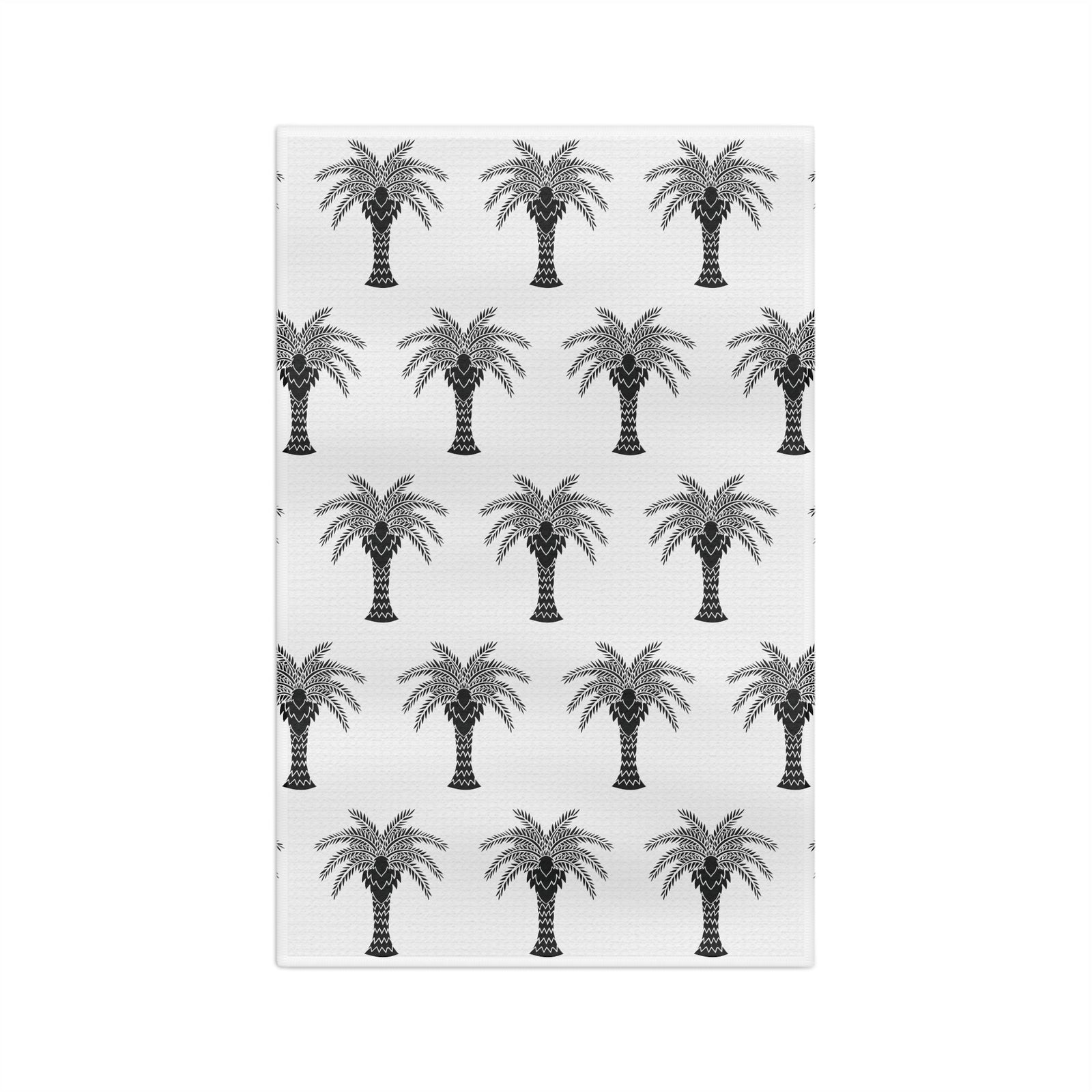 Tropical Microfiber Coffee/Tea Towel – Art Deco Palms, White