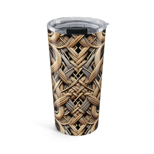 20oz Tropical Tumbler, Stainless Steel - Beach Wicker