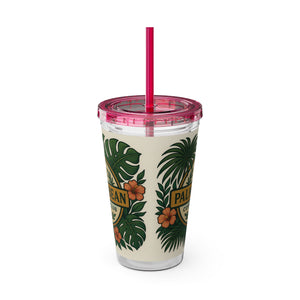 Tropical Tumbler with Straw | 16oz: Palm & Bean Coffee Club