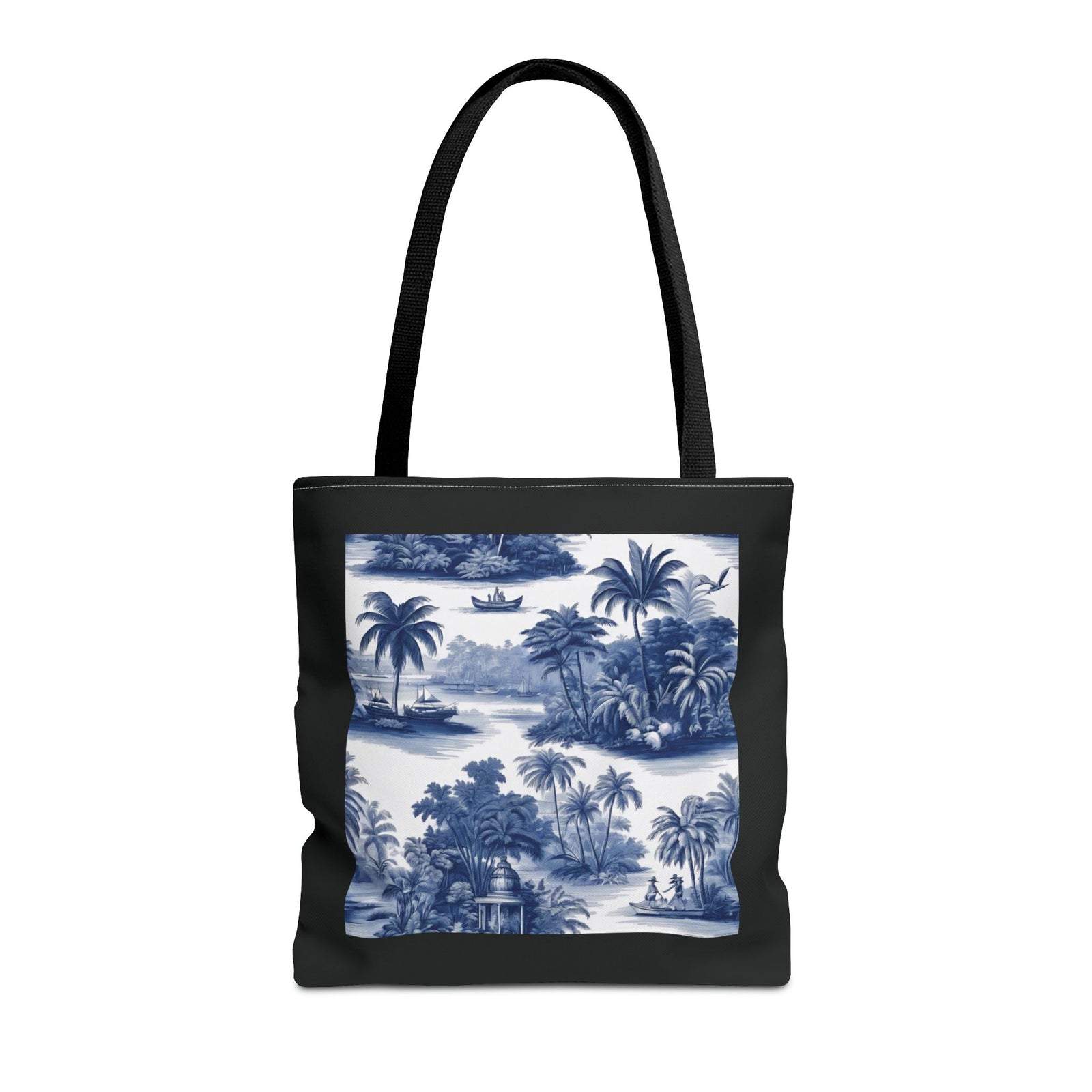 Coastal Toile Tote Bag, Blue — 3 Sizes
