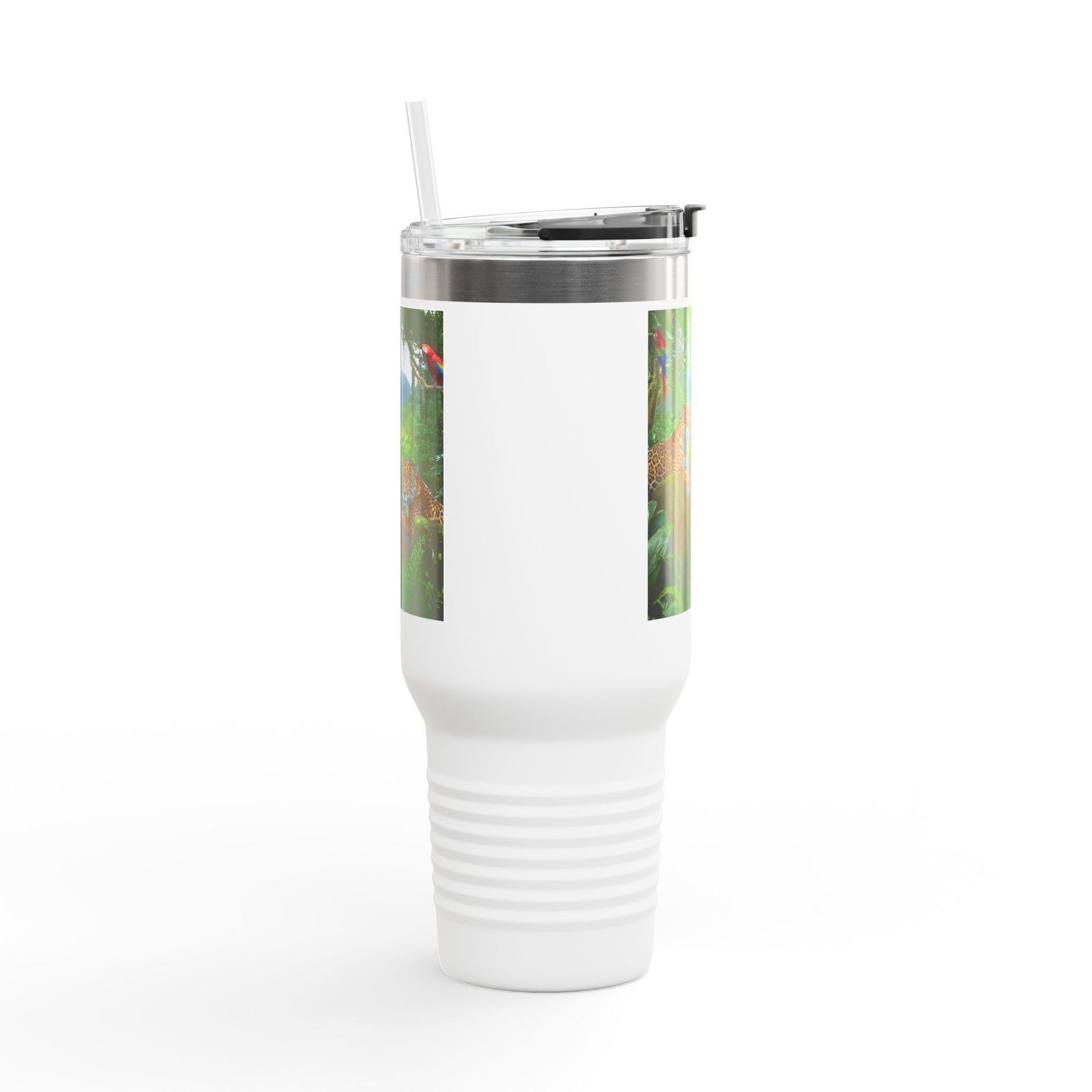 Insulated Travel Mug, 40oz / Jaguars and Parrots - Perfect for Outdoor Adventures