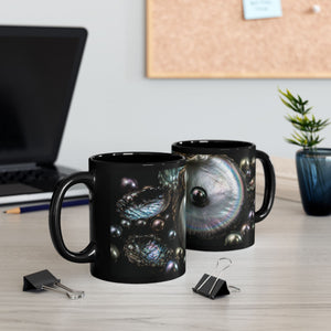 Black Pearl Ocean Mug – Iridescent Oyster Coffee Cup (11oz, 15oz)