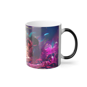 Color Morphing Mug, 11oz, Midnight Kiss in Tropical Garden