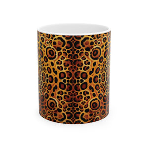 White Ceramic Mug — Bold Leopard Hiidden Pattern Coffee Cup (11oz & 15oz)
