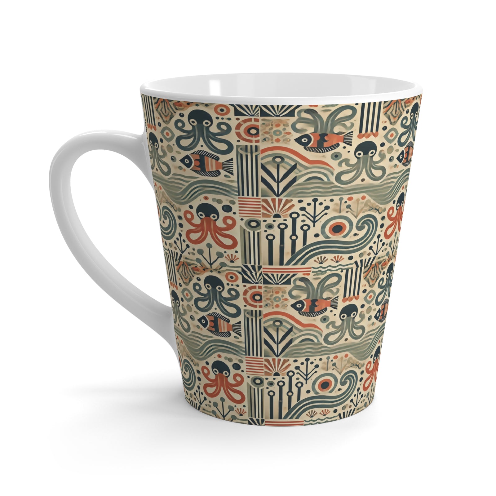 Latte White Mug - Mid-Century Octopus