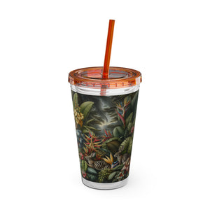 Tropical Tumbler with Straw | 16 oz: Rainforest Rabbit Outing