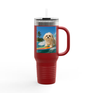 Puppy Ariel the Dog Surfer Insulated Travel Mug - 40oz - Perfect for Outdoor Adventures