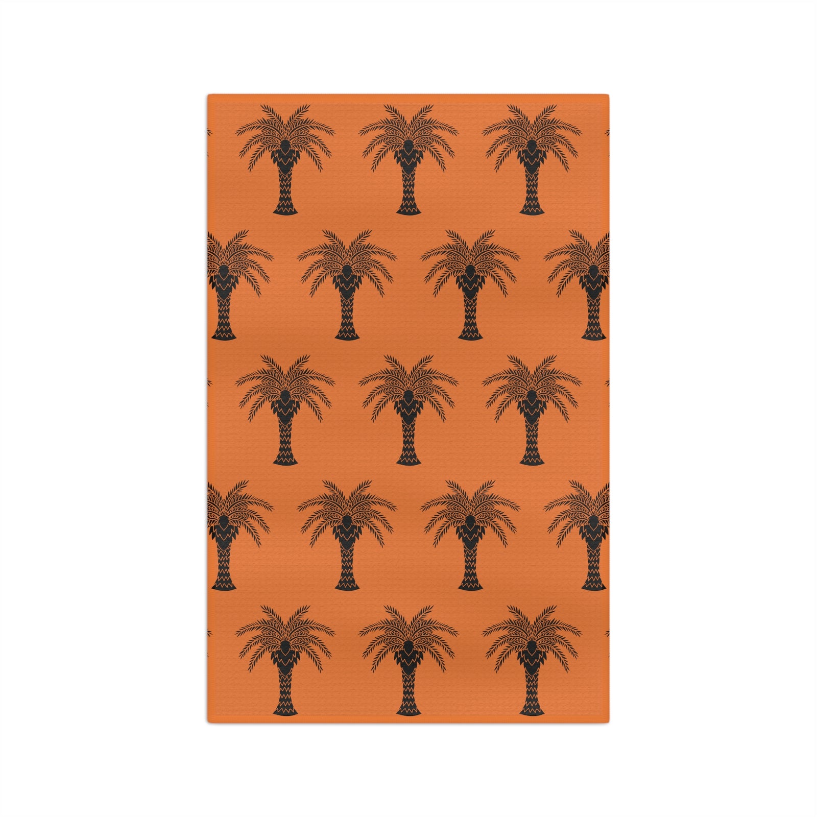 Tropical Microfiber Coffee/Tea Towel – Art Deco Palms, Crusta Orange