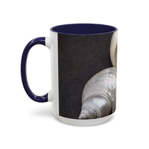 Accent Color Coffee Mug (11, 15oz), 8 Colors - White Nautilus Trio/Black, Large
