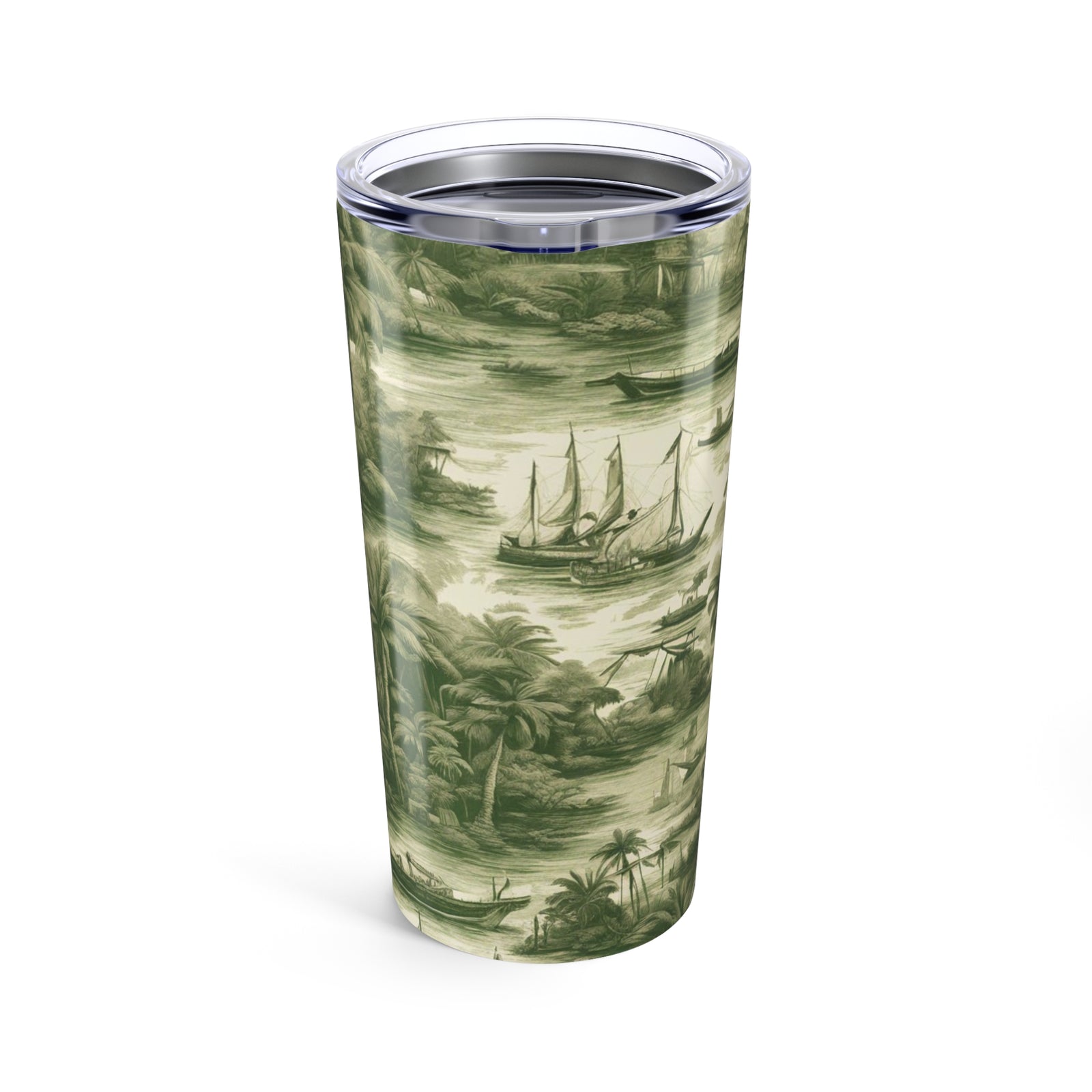 20oz Tropical Glossy Tumbler / Tropical Toile, Green